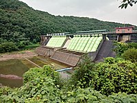 사이펀 여수로(Siphon spillway). 대한민국 초평댐. 2018년 8월