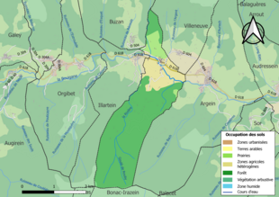 Carte en couleurs présentant l'occupation des sols.