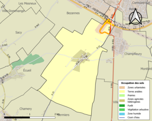 Carte en couleurs présentant l'occupation des sols.