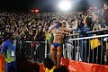 Image 15Ágatha Bednarczuk embraces the home crowd after the 2016 final. (from Beach volleyball at the Summer Olympics)