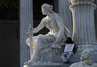 at Pallas Athena statue, Vienna