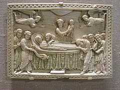 Zosnutie Panny Márie, byzantská slonovina, prelom 10. a 11. storočia