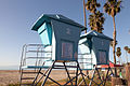 Lifeguard towers on Leadbetter Beach in Santa Barbara.