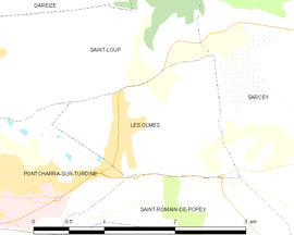 Mapa obce Les Olmes
