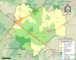 Carte en couleurs présentant l'occupation des sols.