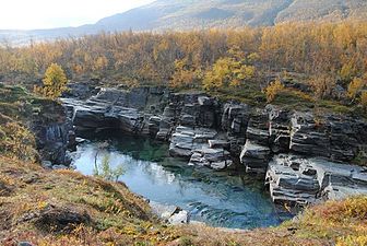 Abiskojokkens kanjon vid turiststationen.