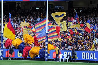 Fans waving floggers behind the goals to signify that a goal was scored.