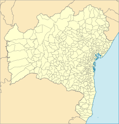 Mapa konturowa Bahia, po prawej znajduje się punkt z opisem „Pojuca”