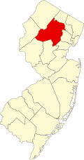 Map of New Jersey highlighting Morris County