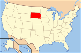 Өмнөд Дакота муж улсыг тодруулсан АНУ-ын газрын зураг
