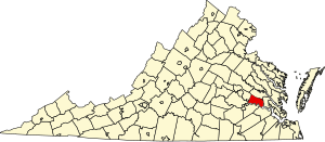 Map of Virginia highlighting Charles City County