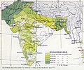 1909 Percentage of Muslims, Map of British of Indian Empire, 1909, showing percentage of Muslims in different districts.