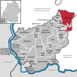 Elhelyezkedése Baden-Württemberg térképén