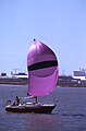 Spinnaker num veleiro em La Rochelle.