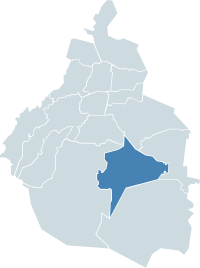 Localização de Xochimilco na Cidade do México