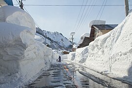 Salju lebat di wilayah Tadami