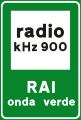 Local radio information. The background is blue in roads other than motorway