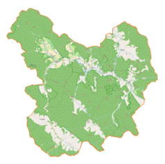 Mapa konturowa gminy Krempna, w centrum znajduje się punkt z opisem „Krempna”
