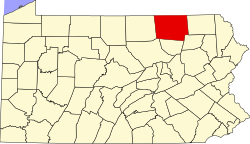 Karte von Bradford County innerhalb von Pennsylvania