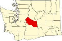 Map of Vašington highlighting Kittitas County