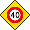 (W10-3) 40 km/h speed limit ahead