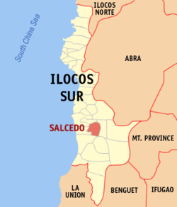 Map of Ilocos Sur with Salcedo highlighted
