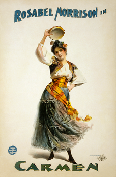 Affiche de 1896 pour une mise en scène américaine de Carmen de Georges Bizet. (définition réelle 2 400 × 3 666)