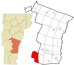 Location in Windsor County and the state of Vermont.