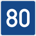 Zeichen 380-52 Richtgeschwindigkeit 80 km/h[23]