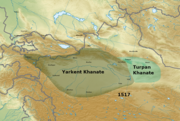 Yarkent Khanate and Mansur Khan's Turpan Khanate in 1517