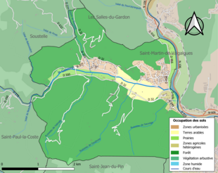 Carte en couleurs présentant l'occupation des sols.