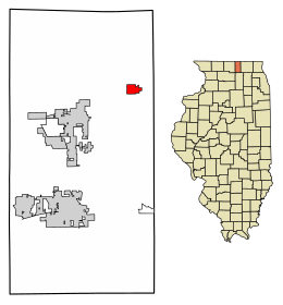 Location of Capron in Boone County, Illinois.