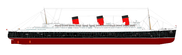 Visão longitudinal do Queen Mary