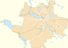 Mapa konturowa Jekaterynburga, blisko centrum na prawo u góry znajduje się punkt z opisem „Jekaterynburg”