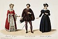 43 Eugène Du Faget - Costume designs for Les Huguenots - 2. Julie Dorus-Gras as Marguerite, Adolphe Nourrit as Raoul, and Cornélie Falcon as Valentine uploaded by Adam Cuerden, nominated by Adam Cuerden