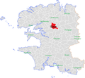 Carte de localisation de la commune de Sizun au sein du Finistère.