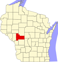 Map of Wisconsin highlighting Jackson County