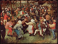 Poročni ples (ok.1566), olje na hrastovi tabli, The Detroit Institute of Arts