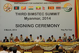Salman Khurshid at the Signing Ceremony, during the Bay of Bengal Initiative for Multi-Sectoral Technical and Economic Cooperation (BIMSTEC), at Nay Pyi Taw, Myanmar on March 04, 2014.jpg