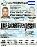 Documento de Identidad de la República de El Salvador (anverso).