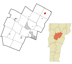 Location in Washington County and the state of Vermont