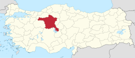 अंकाराचे तुर्कस्तान देशाच्या नकाशातील स्थान