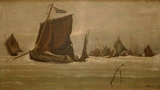 Bateaux de pêche rentrant à Berck por Ludovic Napoléon, comte Lepic