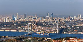 The Bosphorus Bridge connecting Europe and Asia