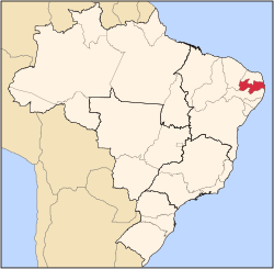 ที่ตั้งของรัฐปาราอีบาในประเทศบราซิล