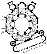 Planta central octogonal de la basílica de San Vital en Rávena (siglo IV)