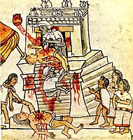 Человеческое жертвоприношение. Индейское изображение из Кодекса Мальябекки