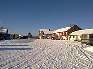 Edifícios do aeroporto de Jämijärvi no inverno