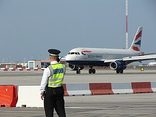 British Airways aeroplane landing in the Gibraltar airport