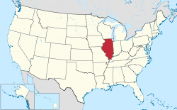 Yhdysvaltain kartta, jossa Illinois korostettuna